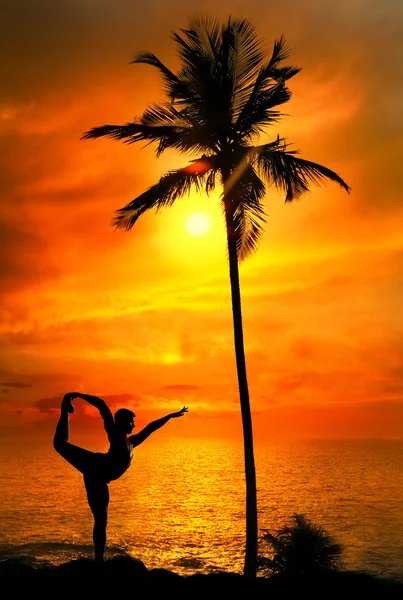 Silhouette de yoga pose danseuse Natarajasana — Photo