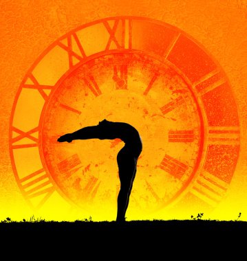 Concept of yoga and time clipart