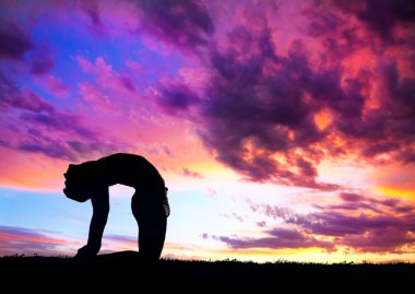 Yoga silhouette camel pose clipart