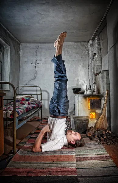 stock image Business yoga in Russian village