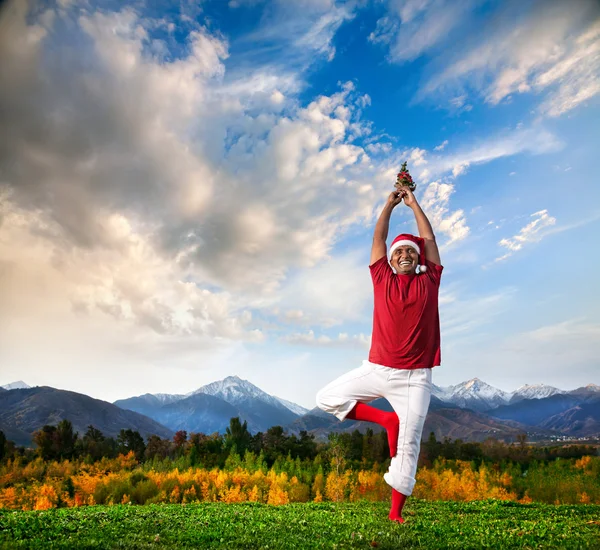 Árbol de yoga navideño pose —  Fotos de Stock