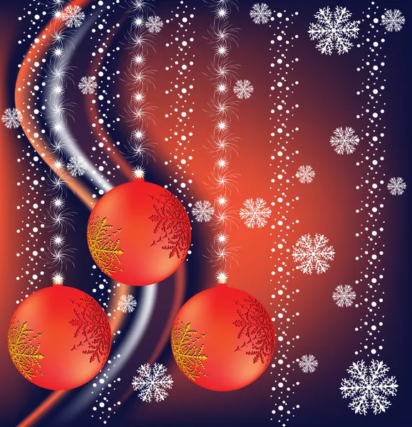 Снег с рождественскими шариками — стоковый вектор