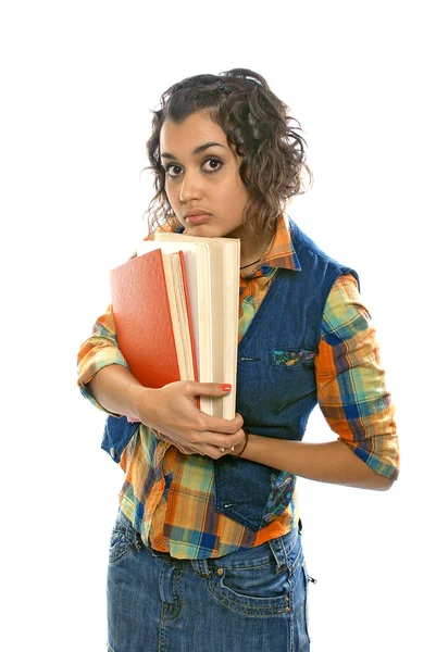 भारतीय छात्र के साथ किताबें में हाथ . — स्टॉक फ़ोटो, इमेज