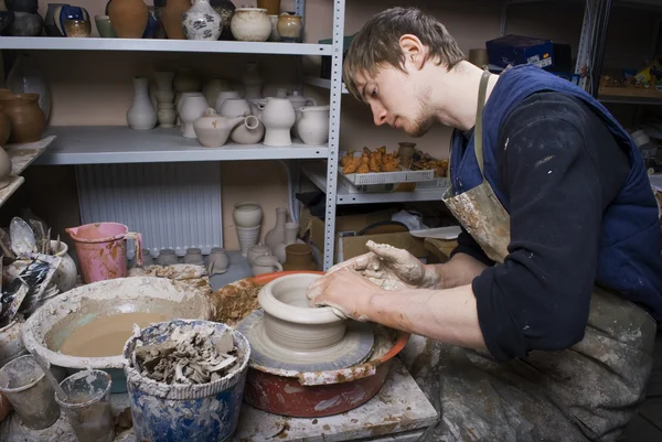 Potter on the potters wheel — Stock Photo, Image