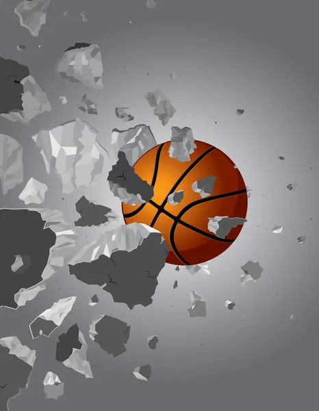 Basketbal bal en de muur — Stockvector
