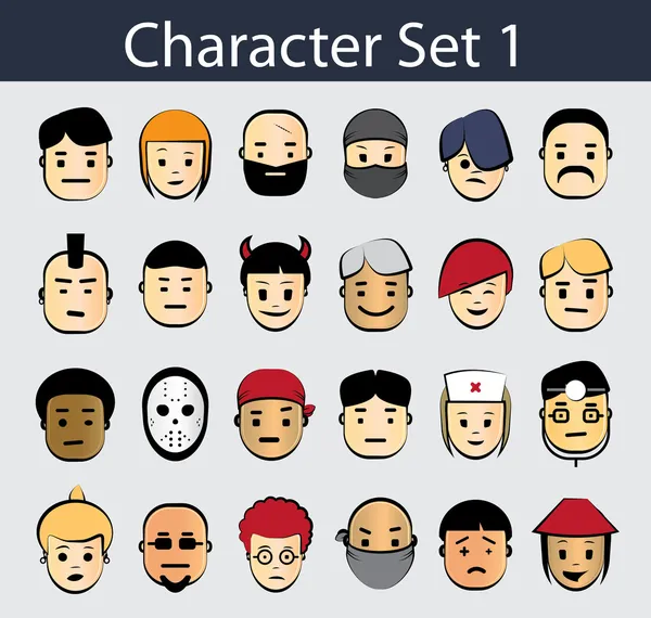 Set di icone personaggio 1 — Vettoriale Stock
