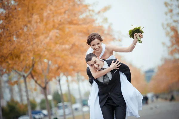 Eine schöne Braut und Bräutigam lizenzfreie Stockfotos