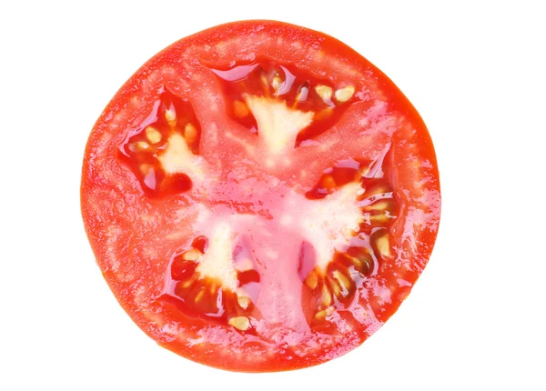 Dilimlenmiş izole beyaz zemin üzerine kırmızı taze domates — Stok fotoğraf