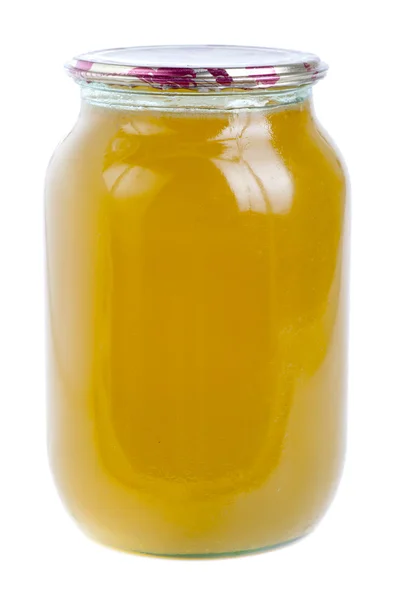Miel en frasco de vidrio aislado —  Fotos de Stock