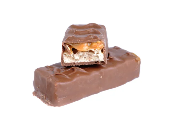 Barra de chocolate aislado sobre fondo blanco —  Fotos de Stock