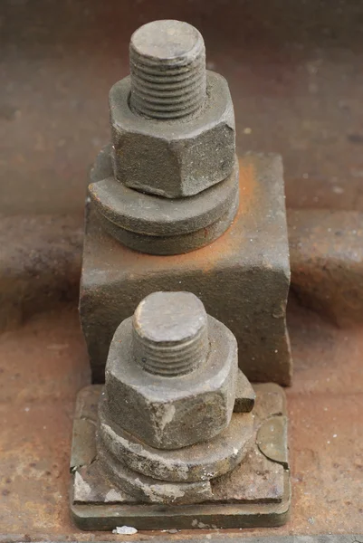The old railway track nuts — Stock Photo, Image
