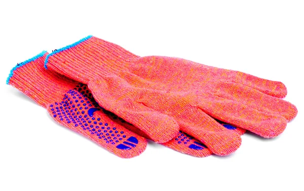 Nuevos guantes anaranjados aislados sobre fondo blanco — Foto de Stock