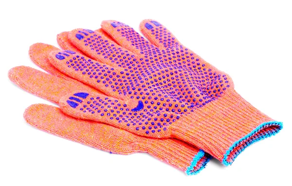 Werk handschoenen oranje kleur geïsoleerd op witte achtergrond — Stockfoto