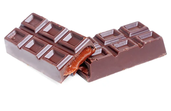 Barra de chocolate aislado sobre fondo blanco —  Fotos de Stock