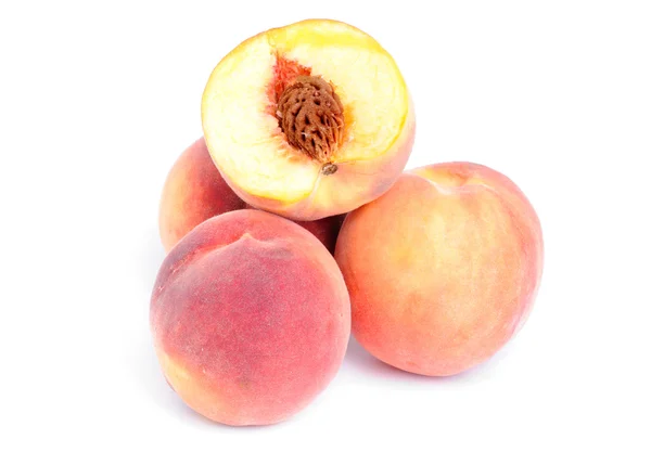 Whole and sliced peach isolation on white — Stock Photo, Image