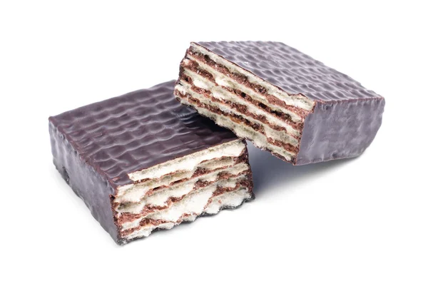 Chocolate wafer isolado em um fundo branco — Fotografia de Stock