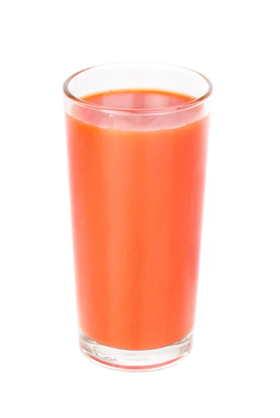 Vidro de suco de tomate isolado no fundo branco — Fotografia de Stock
