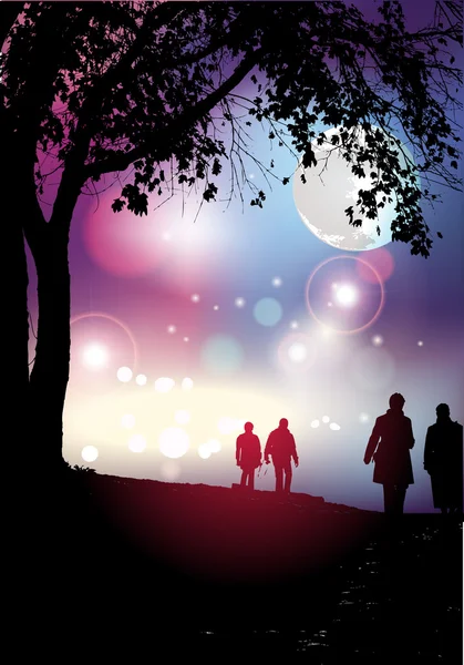 Promenade du soir — Image vectorielle