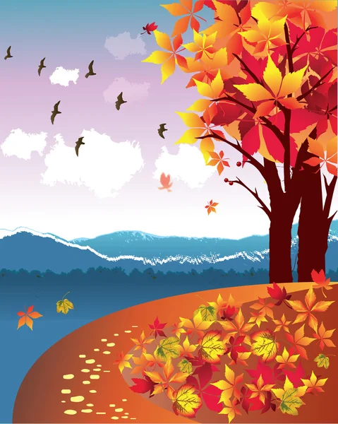 Осенний ландшафтный вектор — стоковый вектор