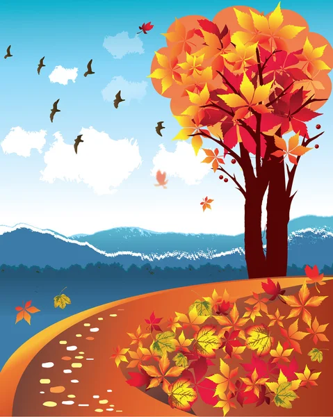Осенний ландшафтный вектор — стоковый вектор