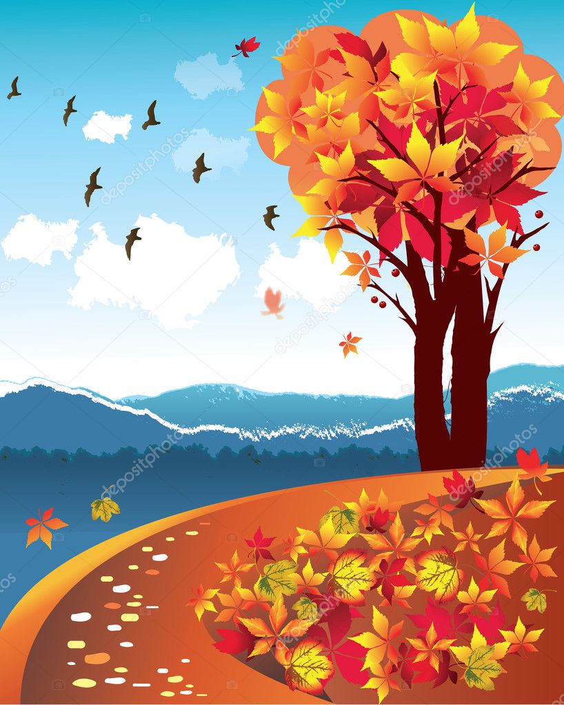 Autumn Landscape Vector Stock Vector Image by ©AlessandraM #7603168