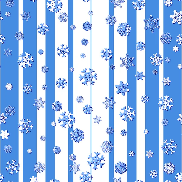 Nahtloses Muster mit Schneeflocken auf gestreiftem Hintergrund — Stockvektor