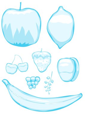 Set of fruit-shaped ice clipart