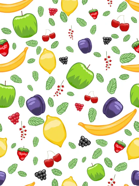 Modèle sans couture de fruits appétissants — Image vectorielle