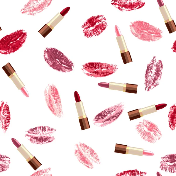 Rouge à lèvres et empreintes de lèvres — Image vectorielle