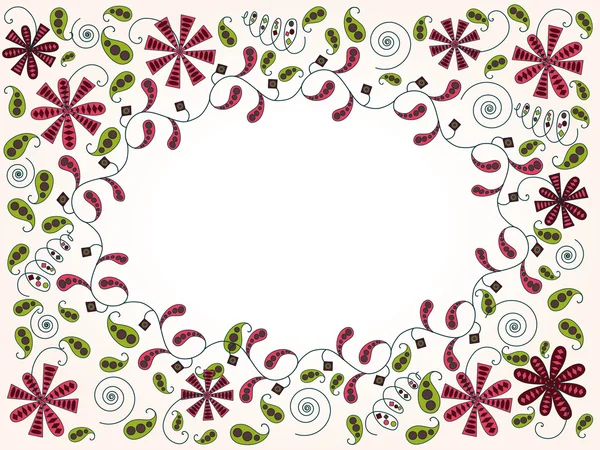 Horizontale wenskaart met abstract floral elementen — Stockvector
