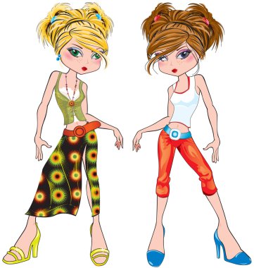 Two beautiful girls clipart