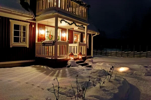 Vánoční zařízené verandy — Stock fotografie