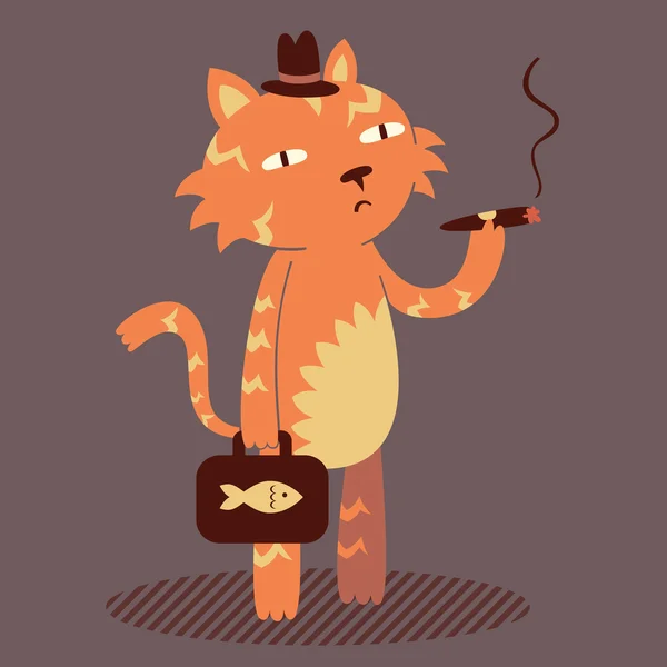 Kat met een sigaar Rechtenvrije Stockillustraties