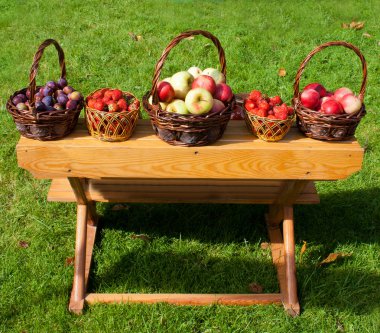 Erik, strawberryes ve elma sepetleri