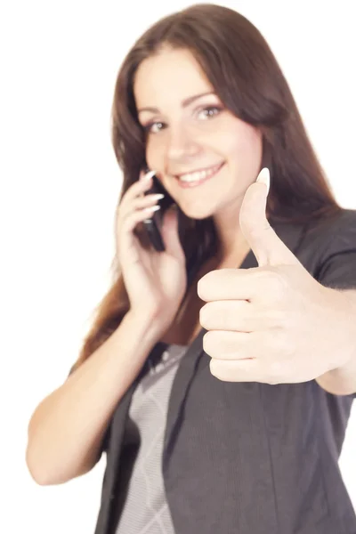 Beautiful businesswoman girl talking on the phone — Stock Photo, Image