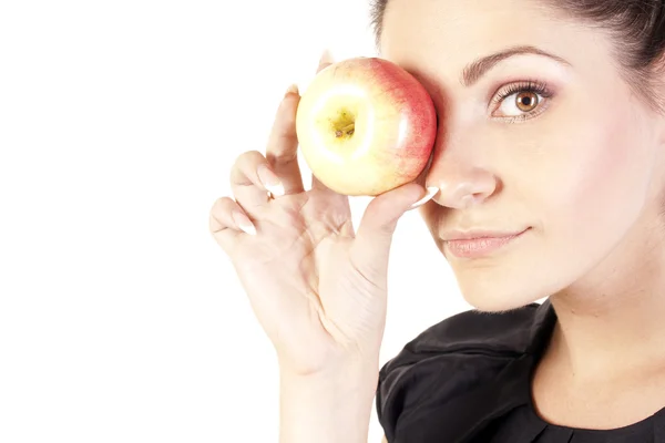 Młoda kobieta z jabłkiem — Zdjęcie stockowe