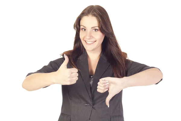 Ung affärskvinna visar hand ok tecken — Stockfoto