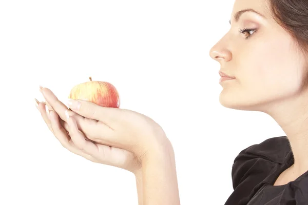 Młoda kobieta z jabłkiem — Zdjęcie stockowe