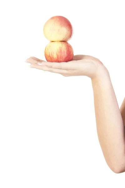 Hand holding two apples — Stock Photo, Image