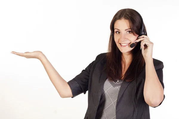 Smiling woman operator with headset — Stock Photo, Image
