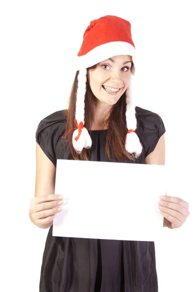 Санта-девочка с бланком — стоковое фото