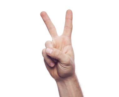 Hand showing the sign of victory and peace clipart