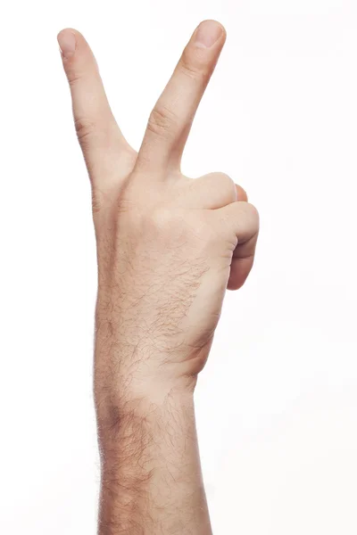 Mão mostrando o sinal da vitória e da paz — Fotografia de Stock