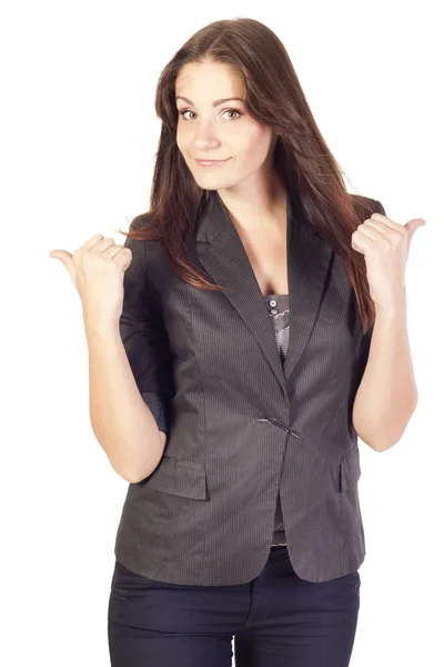 Giovane donna d'affari che mostra la mano segno ok — Foto Stock