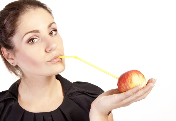 Jovem mulher com maçã — Fotografia de Stock