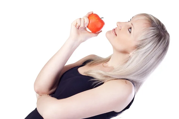 Adult girl with apple — Stock Photo, Image