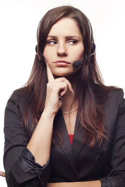 Woman operator with headset — Stock Photo, Image