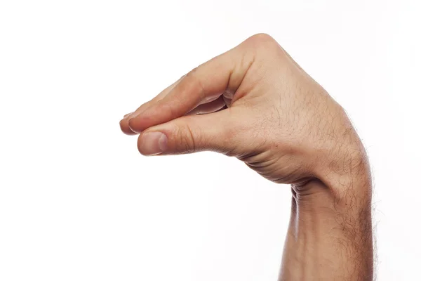 Man's hand met uw product — Stockfoto