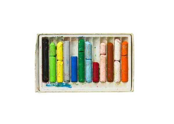 Used colored wax crayons — Stock Photo, Image