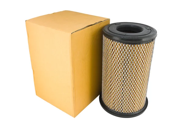 Primer plano de un filtro de aire y una caja — Foto de Stock
